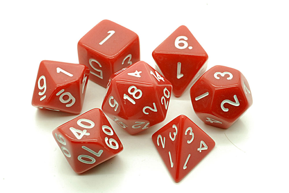 D20 Polyhedral 7 Piece Dice Set - Opaque - Red