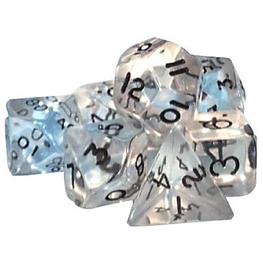 D20 Polyhedral 7 Piece Dice Set - Gem - Clear