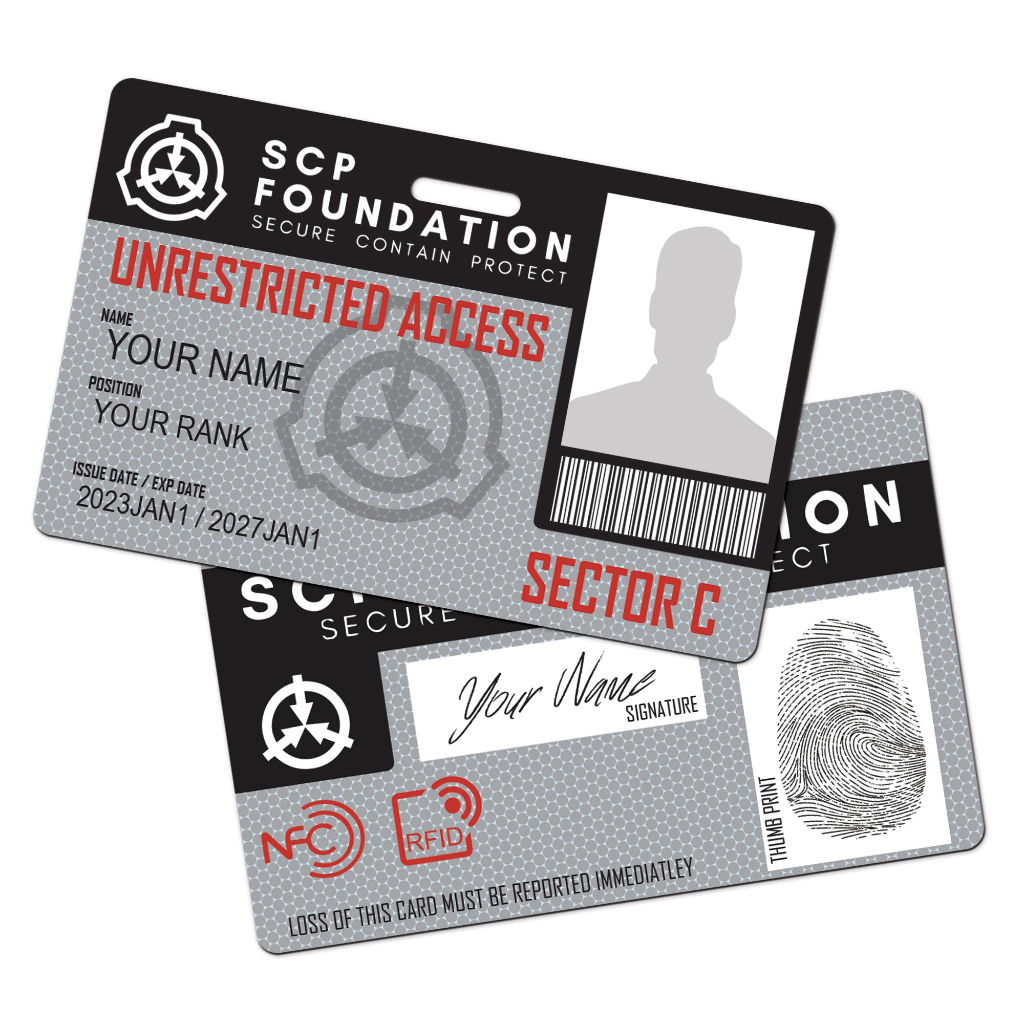 SCP Foundation Personalised Cosplay ID bluecyborg