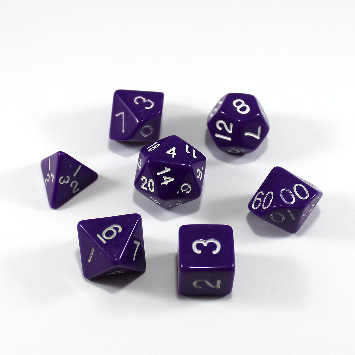 D20 Polyhedral 7 Piece Dice Set - Opaque - Purple