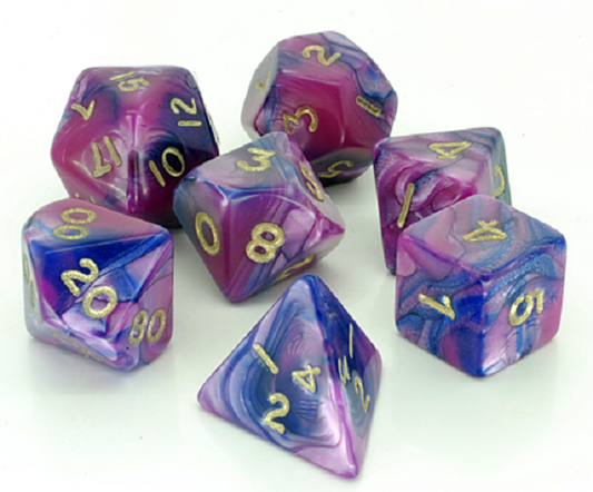 D20 Polyhedral 7 Piece Dice Set - Toxic - Pink/Blue