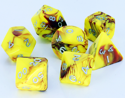 D20 Polyhedral 7 Piece Dice Set - Toxic - Yellow